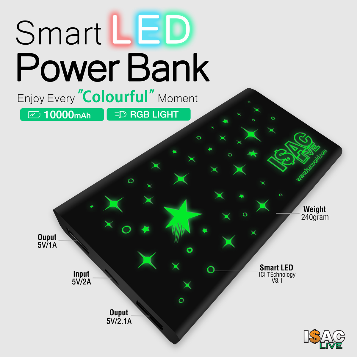 Isaclive Smart LED Powerbank